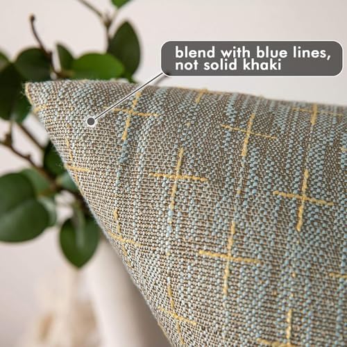 MIULEE Pack of 2 Decorative Burlap Linen Throw Pillow Covers Modern Farmhouse Pillowcases Rustic Woven Textured Cushion Cover for Sofa Couch Bed 24x24 Inch Khaki - Image 2