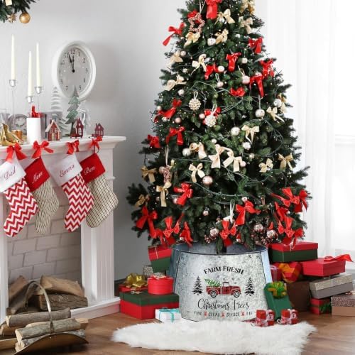 Small Metal Christmas Tree Collar 21 Inch Diameter Base, Small Tree Collar for Slim Trees, Christmas Truck Decorations - Image 6