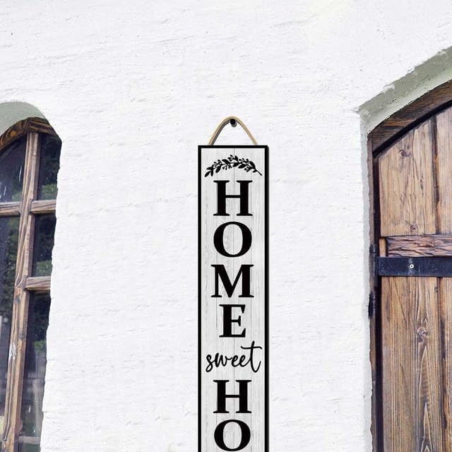 48x8 Inch Farmhouse Style Rustic Vertical Welcome Sign for Front Porch - Wood Plank Set, Cozy "Home Sweet Home" Print, For Indoor & Outdoor Use - Image 5