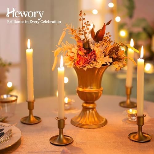Gold Taper Candle Holder Set of 12, Hewory Short Skinny Brass Candlestick Holders, Vintage Small Low Metal Candles Sticks for Wedding Centerpieces Christmas Birthday Party Holiday Dinning Table Decor - Image 7