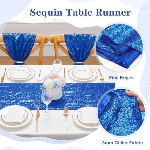 Royal Blue Sequin Table Runners 10 Pcs 12x72 Glitter Sparkly Table Runner for Wedding Birthday Party Graduation Ceremony Supplies Decorations - Image 5