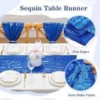 Glitter Sequin Table Runners Royal Blue 10 Pieces 12x108 Inches Sequin Fabric Shimmer Table Runner for Baby Shower Banquet Wedding Table Decorations - Image 5