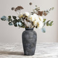 Rustic Vase, 11 inch Large Terracotta Flower Vase, Farmhouse Ceramic Pottery, Distressed Farmhouse Decor for Living Room, Shelf, Entryway, Room Decor, Black Bronze by Wancetang