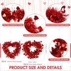 Suzile 12 Pcs Valentine Wreaths for Front Door Valentine's Day Red Heart Wreaths Decorations Tinsel Garlands with Foil Hearts Love Hanging Home Decoration - Image 2