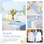 Glitter Sequin Table Runners 10 Pieces 12x108 Inchs Baby Blue Elegant Wedding Sparkly Table Runner Birthday Bachelorette Celebration Decorations Supplies - Image 4