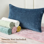 decorUhome Chenille Haze Blue Velvet Throw Pillow Covers 22x22 Set of 2 - Image 5
