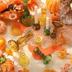 Mumufy 12 Pcs Thankgiving Glass Candle Holders Clear Amber 0.8 in - Image 4