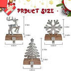 JUSTOTRY Christmas Stocking Holders for Mantle Set of 3 Tree and Snowflakes and Deer with Non-Skid Silver Stockings Holders for Fireplace Home Decor Durable and Sturdy Holiday Decorative Stand - Image 2