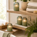 Lezonic Green Glass Flameless Candles with Remote, Set of 4 Dancing Flame LED Pillar Candles, Real Wax Battery Operated Candles with 2/4/6/8H Timer, Fall Halloween Thanksgiving Christmas Decor - Image 6
