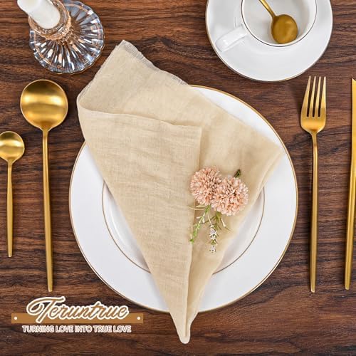 100 Pieces Cloth Napkins Beige Dinner Cheesecloth Napkins for Wedding,Wrinkled Cloth Napkins Bulk for Home Party Rustic Table Decoration, 17 x 17 Inch - Image 7