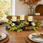 Svndlyn 26 Inch Fall Candle Holder Centerpiece with Pumpkins Pinecones - Image 5