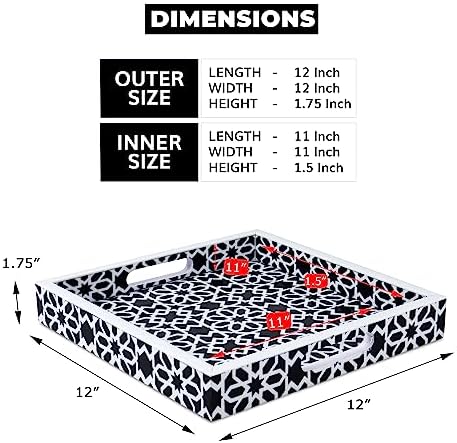 Handicrafts Home Resin Inlay Decorative Serving Tray for Centerpiece, 12x12 - Image 6