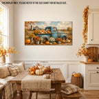 WAXWHELK Truck Fall Canvas Wall Art, Rustic Farmhouse Vintage Blue Truck Pumpkins and Sunflowers Painting Pictures, Autumn Thanksgiving Artwork for Living Room Kitchen Home Decor (20"x40") - Image 3