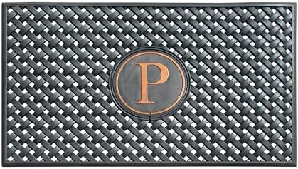 A1HC Natural Rubber Front Door Mat 24x39 inches, Monogrammed Doormat for Entryway, Heavy Duty Shoe Scraper Welcome Mat for Porch, Patio & Outside Entrance - Black by A1HomeCollectionsLLC