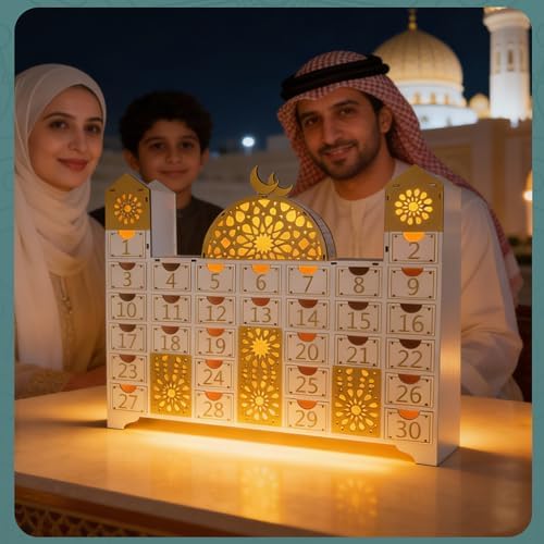Ramadan Decorations, Wooden Countdown Calendar Mosque Advent Calendar Ramadan Decor Ramadan Gifts Eid Decor - Image 5