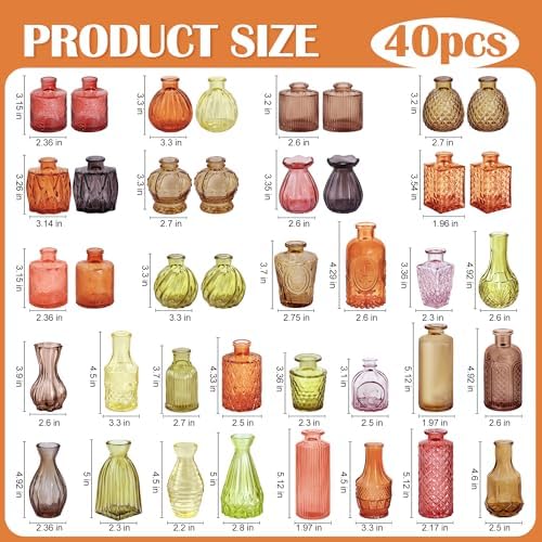 Glass Bud Vases in Bulk Small Mini Colorful Vase for Flowers 40pc - Image 2