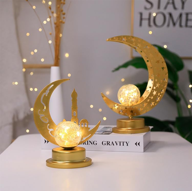 Ramadan Lantern, Festive Decoration Lanterns, Gold, Metal, Plastic - Image 5