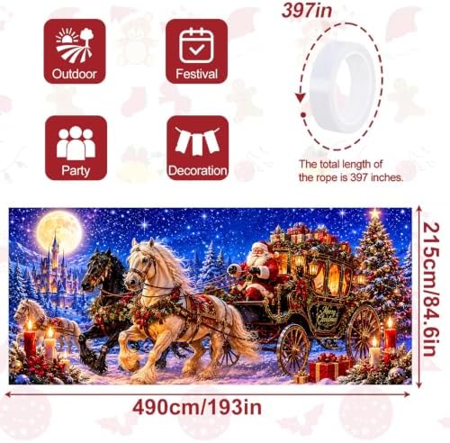7x16FT Christmas Santa Claus Garage Door Cover Decorations Merry Christmas Garage Door Banner for Outdoor Indoor Christmas Decorations Party Photography Backdrop - Image 2