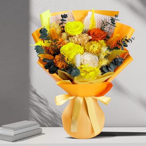 Bonsion Fall Flowers Gifts for Mom, Flower for Delivery, Preserved Roses Bouquets, Birthday Gifts for Women, Mothers Day Flowers for Wife (Orange) - Image 4