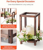 VEVOR 20 Set/60 Pcs Wooden Wedding Lantern Centerpiece, Includes 20 Wooden Lantern Candle Holder 20 Flameless LED Candle 20 Champagne Flower Wreath for Wedding Table Party Farmhouse Decor, Brown - Image 3