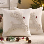 Christmas Deer Throw Pillow Cover 18 x 18 Set of 2 by Tosleo