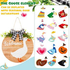 Lineshading 16 Pcs Wooden Interchangeable Goose Welcome Sign, Wood Color - Image 3