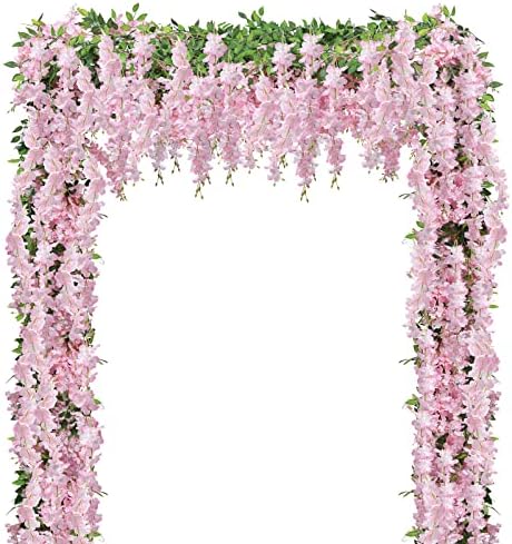 U'Artlines 10Pcs 7.2 Ft/Piece Artificial Wisteria Garland Pink by UArtlines