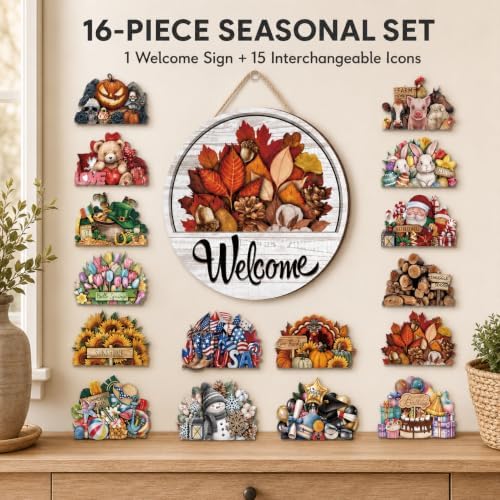 16 Pcs Interchangeable Welcome Sign for Front Door,Magnetic Welcome Sign，B - Image 2