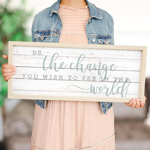 Simply Said, INC Farmhouse Frames 10" x 24" Sign FF1088- Be The Change You Wish to See in The World - Image 3