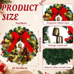 Knitgrip Red Velvet Ribbon Pre-Lit Christmas Wreaths for Front Door - Image 2