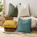 decorUhome Fall Corduroy Turquoise Throw Pillow Covers 24x24 Set of 2 - Image 7