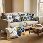 COMMINY Navy Blue Orange Pillow Covers 20x20 Set 6 Farmhouse Throw Cover - Image 5
