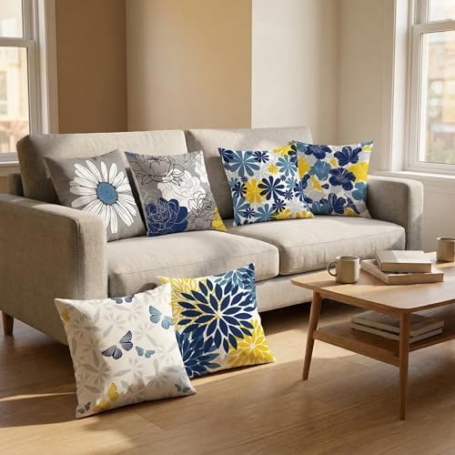 COMMINY Navy Blue Orange Pillow Covers 20x20 Set 6 Farmhouse Throw Cover - Image 5