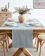 ZeeMart Linen Checked Farmhouse Placemats Set of 6, Chambray 13x19in - Image 5
