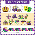 Halfchet 43 Pcs Mardi Gras Tree Decoration Mardi Gras Tree Hanging Ornament Carnival Purple Green Gold Decoration for Carnival Party Decor - Image 3
