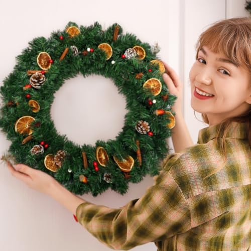 Hotop 6 Pcs Artificial Christmas Wreath for Front Door, 24 Inch - Image 4