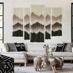5Pcs Set Macrame Wall Hanging Mountain Art Brown Dip Dyed Boho Wall Decor by IOWER
