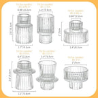 12 Pack Ribbed Clear Glass Candle Holders for Table Centerpieces - Image 2