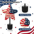Sureio 2 Pack Veterans Day Porch Decor, 25.6 Inch Star Topiary Trees - Image 3