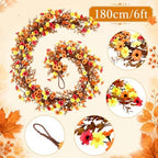 Riceshoot 6Ft Fall Garland for Mantle, Autumn Artificial Garland - Image 2