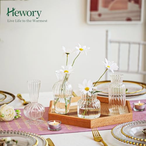 Mini Glass Vases for Centerpieces - Hewory Clear Small Bud Vases in Bulk, Cute Flower Vases Set for Wedding, Home Decoration, Table Decor (Clear, 8) - Image 3