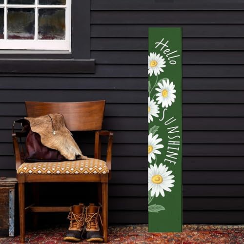 Hello Sunshine Welcome Sign for Front Door Outdoor Porch Sign Home Decor Porch Standing Welcome Yard Sign Wood Door Sign Tall Summer Welcome Garden Sign Seasonal Wall Decorations for Outside Patio - Image 2