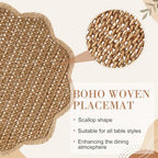 24 Pcs 13" Scalloped Woven Paper Brown Placemat, Wavy Border Design - Image 5