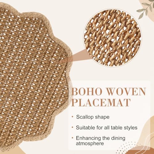 24 Pcs 13" Scalloped Woven Paper Brown Placemat, Wavy Border Design - Image 5