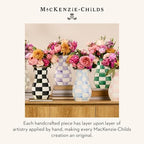 MACKENZIE-CHILDS Enamel Tall Vase, Light-Blue-and-White Sky Check - Image 6