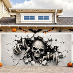Gothic Horror Skeleton Halloween Garage Door Banner 7x16ft, Creepy Vampire by LEIWEIHOPE