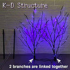 Fudios Halloween Lighted Branches with Timer 100 LED Purple Fairy Lights 32IN, Artificial Black Branch Lights for Halloween Battery Operated Home Decor Indoor Outdoor Use - Image 3