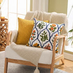 Alysheer Floral Embroidered Throw Pillow Cover 18"x18", 2pcs Orange Blue - Image 7