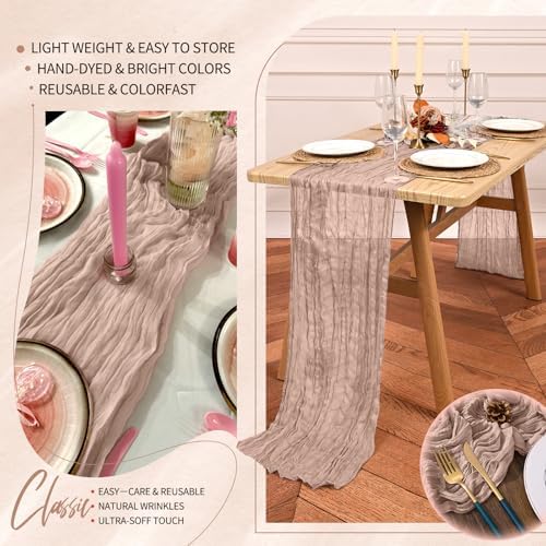 18 Pack Cheesecloth Table Runner 10FT Dusty Pink Table Runner Boho Gauze Cheese Cloth Table Runners Long Rustic Sheer Table Decorations for Wedding Party Baby Bridal Shower Birthday Holiday Home - Image 5