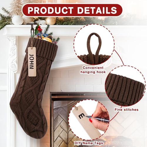 4 Pack 18 In Christmas Knit Hanging Stocking Xmas Home Decoration - Image 4
